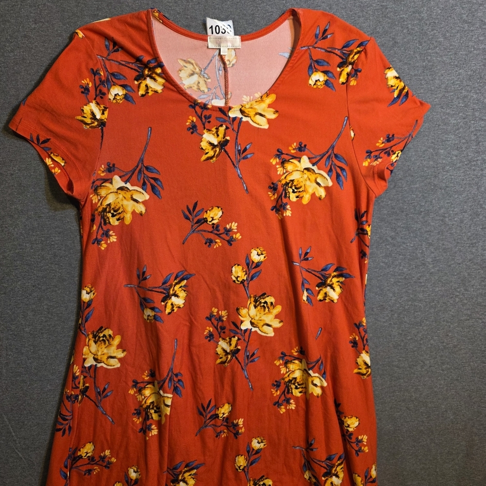 Floral Orange Dress Womens XL Bohemian Flowy  Summer Nights